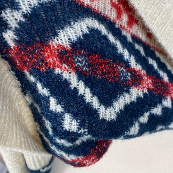 Christmas Beige and Red Fuzzy Fair Isle Knit Cardigan - Picture 5 of 15